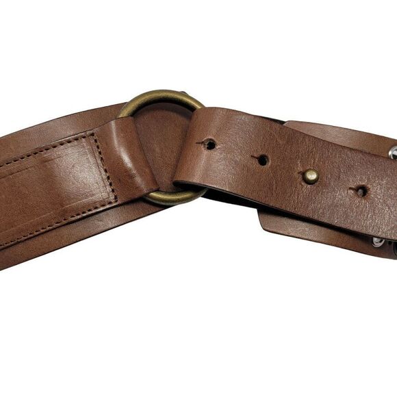 Antoniazzi Firenze Artesian Leather Belt XL‎ Brown Silver Bronze Grommet Studded - Picture 4 of 10